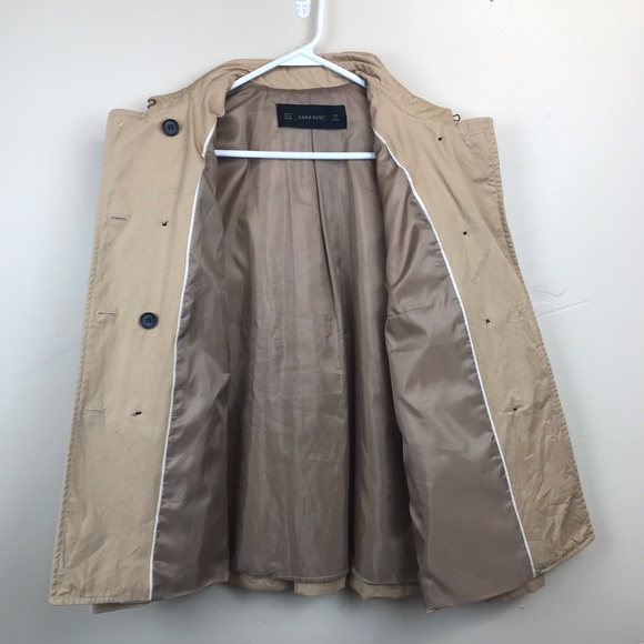 Zara Short khaki Classic Trench Coat - Picture 4 of 6